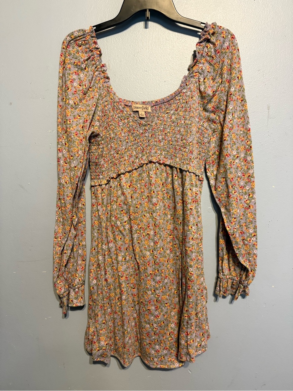 Bloomfield Long Sleeve Mini Dress in Floral Gray